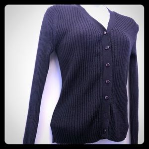 Express W Sweater Cardigan Dark Purple Pleated
